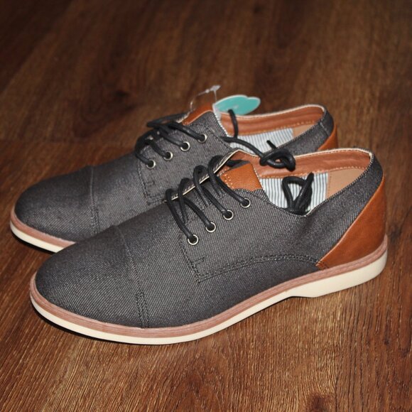 NEW Boys Sonoma Dark Gray & Brown Lace Up Oxford Dress Shoes size 5Y 5 Youth - Picture 1 of 3